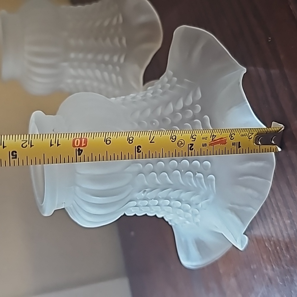 Two Frosted Ruffled Glass Shades - Picture 6 of 7